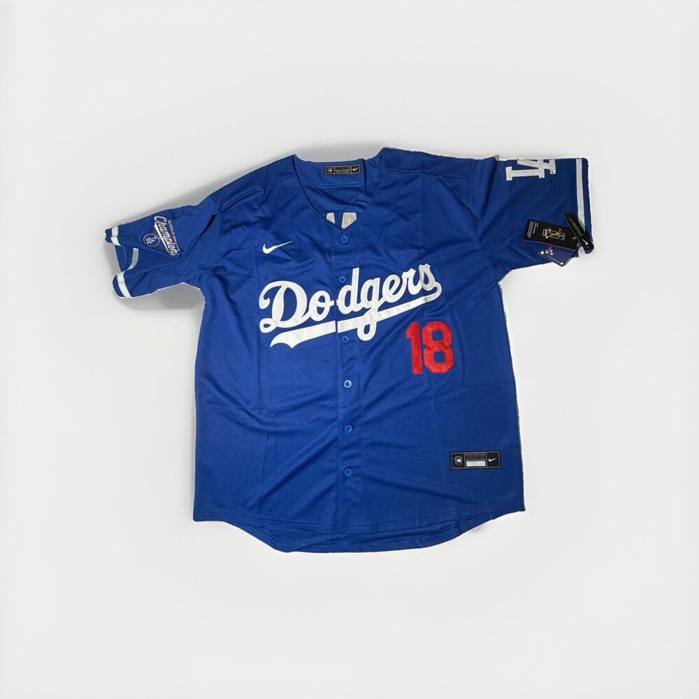 NWT Nike Yoshinobu Yamamoto #18 Dodgers Stitched Jersey Blue L